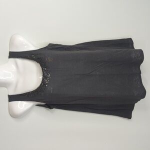 Eileen Fisher Womens Tank Top‎ Linen Dark Gray Sequins Casual Blouse Size XS